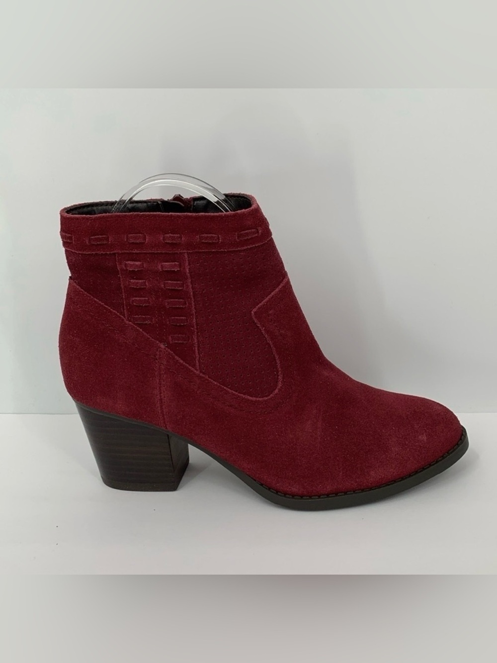 Market & Spruce Caia suede leather ankle boot shoe heel wine burgundy new 7.5